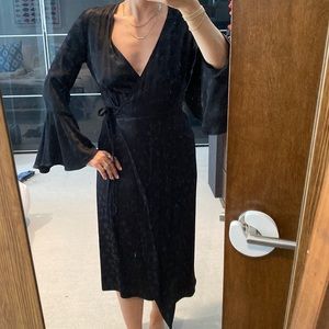 Top shop black printed wrap dress worn once